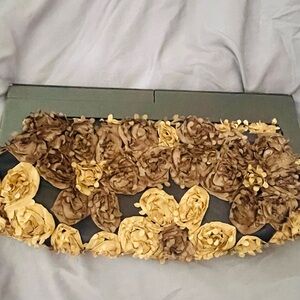 Brown and Cream Floral Print Clutch